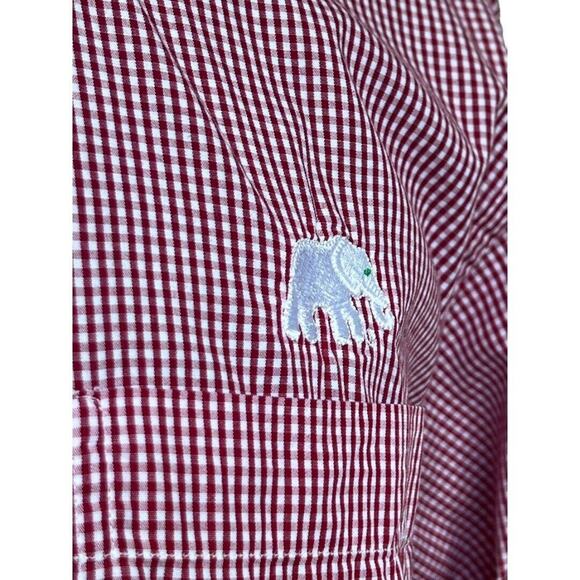 Size Medium Alabama Crimson Tide Elephant Men's Button Down Shirt Checked Long S - Picture 10 of 10